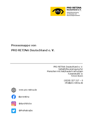 Pressemappe allgemein PRO RETINA Deutschland Pressemappe allgemein PRO RETINA Deutschland