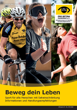 Eine Broschüreim A4 Format mit Informationen und Handlungsempfehlungen für über 30 Sportarten, geeignet  für alle Menschen mit Seheinschränkung.