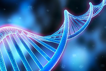 3D Illustration einer DNA-Sequenz in blau