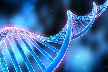 3D Illustration einer DNA-Sequenz in blau