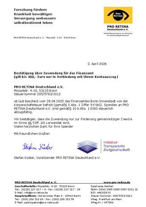 Zuwendungsbestätigung für das Finanzamt (2026)