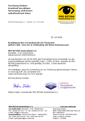 Zuwendungsbestätigung für das Finanzamt (2026)