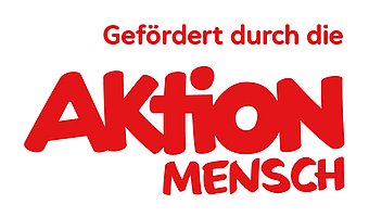 Förderlogo Aktion Mensch - Schriftzug "Gefördert durch die Aktion Mensch"