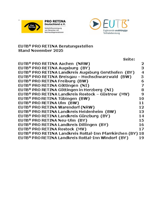 Übersicht über die EUTB-Beratungsstellen der PRO RETINA