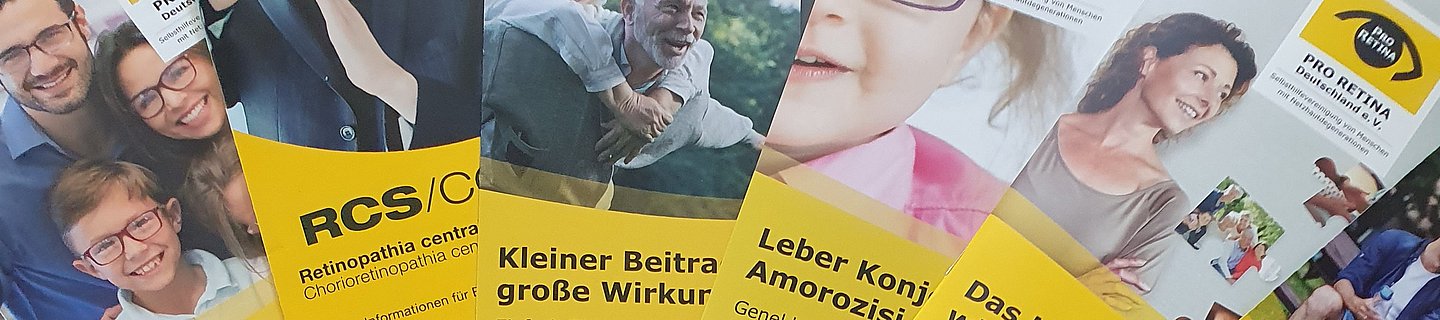 Broschüren der PRO RETINA Bild von diversen Broschüren der PRO RETINA