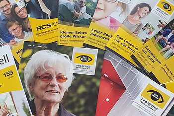 Broschüren der PRO RETINA Bild von diversen Broschüren der PRO RETINA