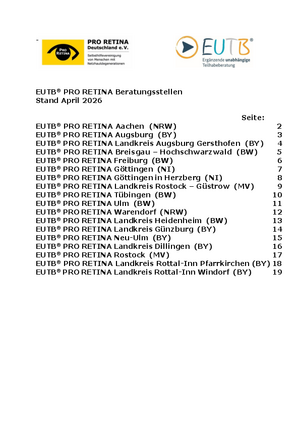 Übersicht über die EUTB-Beratungsstellen der PRO RETINA