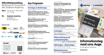 Programmflyer der Hilfsmittelausstellung am 27.04.2024 in Augsburg