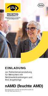 Einladung zur Patientenveranstaltung für Menschen mit Netzhauterkrankungen und ihre Angehörigen AMD (feuchte AMD)