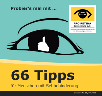 Cover Broschüre "66 Tipps für Menschen mit Sehbehinderung"