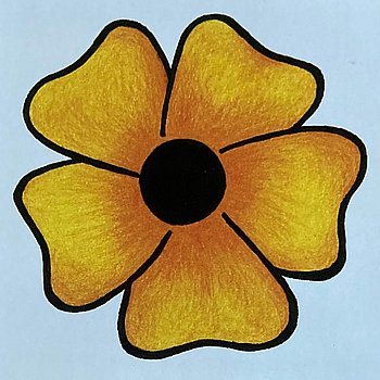 Gelbe Blume auf grauem Hintergrund